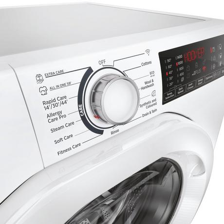 Hoover H3WPS496TAM6 9 kg Tvättmaskin med 1400 rpm – Vit, fristående, frontladdning