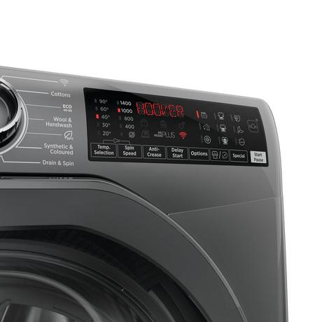 Hoover H3WPS496TMRR6 9 kg Tvättmaskin med 1400 rpm – Grafit, fristående, frontladdning