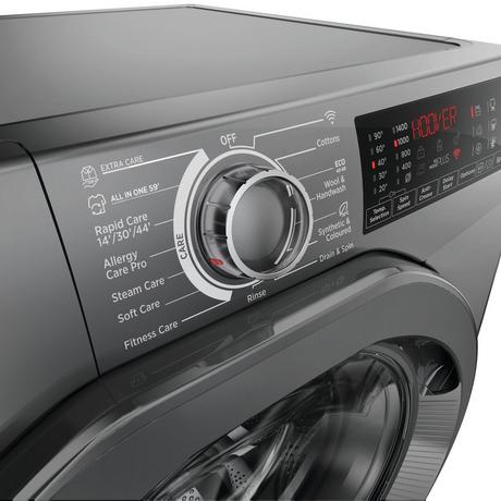 Hoover H3WPS496TMRR6 9 kg Tvättmaskin med 1400 rpm – Grafit, fristående, frontladdning