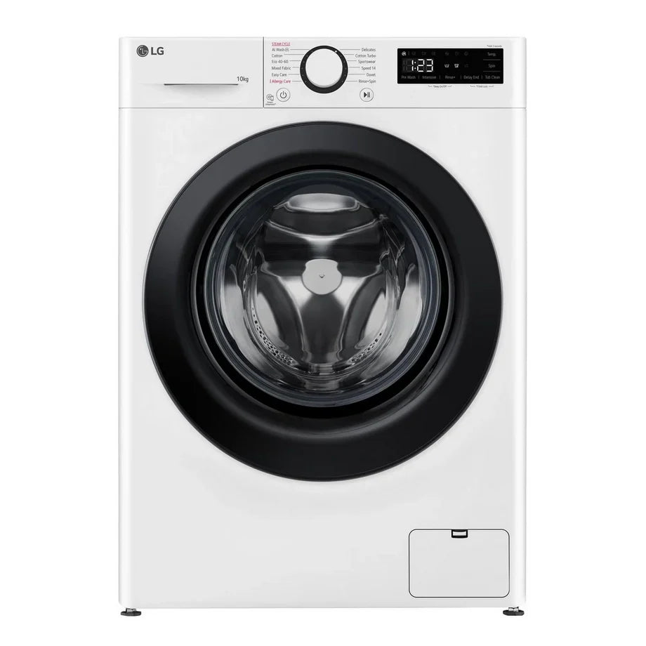 LG F4Y510WBLN1 10 kg Ångtvättmaskin med 1400 rpm – Vit, fristående, frontladdning, energiklass A