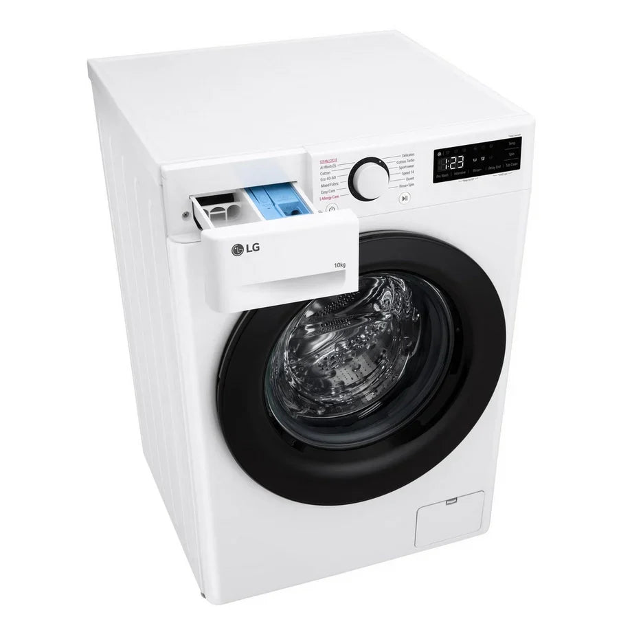 LG F4Y510WBLN1 10 kg Ångtvättmaskin med 1400 rpm – Vit, fristående, frontladdning, energiklass A